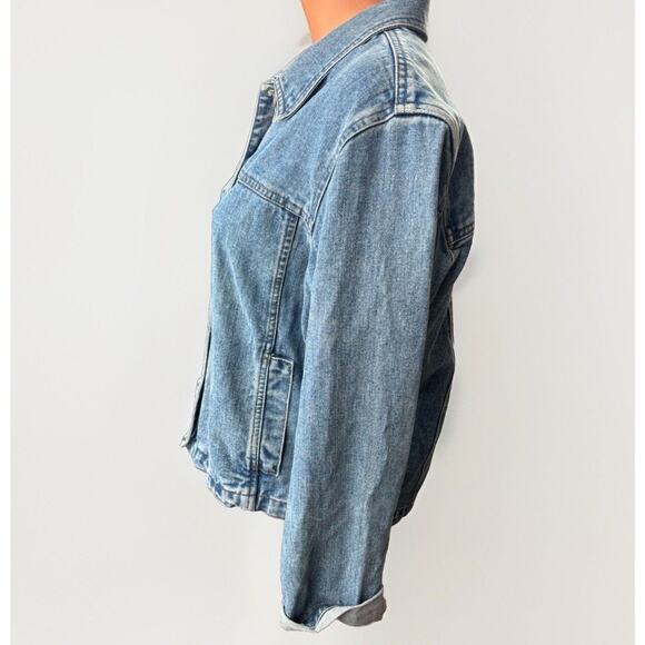 Pulp Womens Embroidered Jean Jacket Size M Snowmen Winter VTG 90s Christmas - Picture 6 of 11